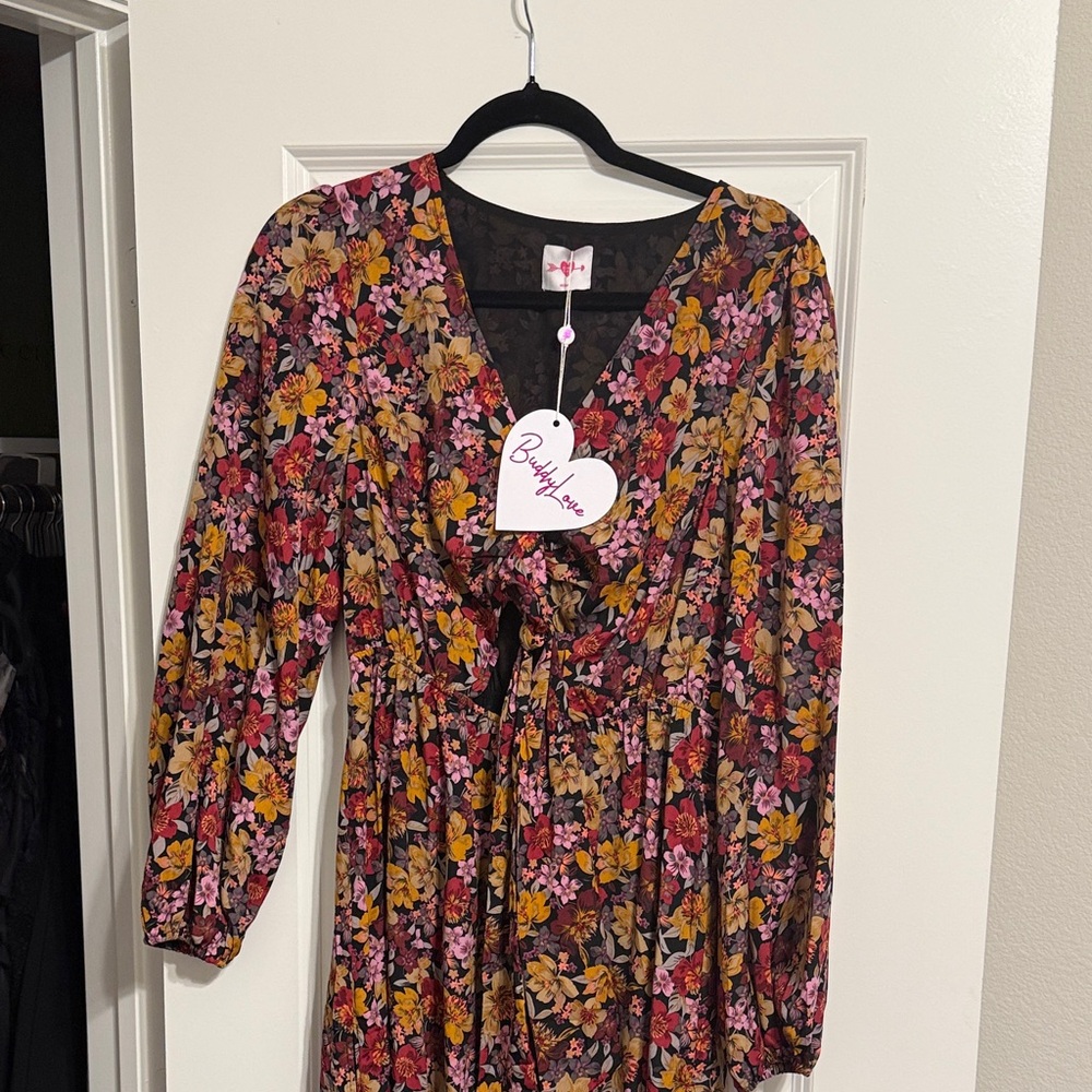 Buddy Love Fall Floral long sleeve maxi Dress